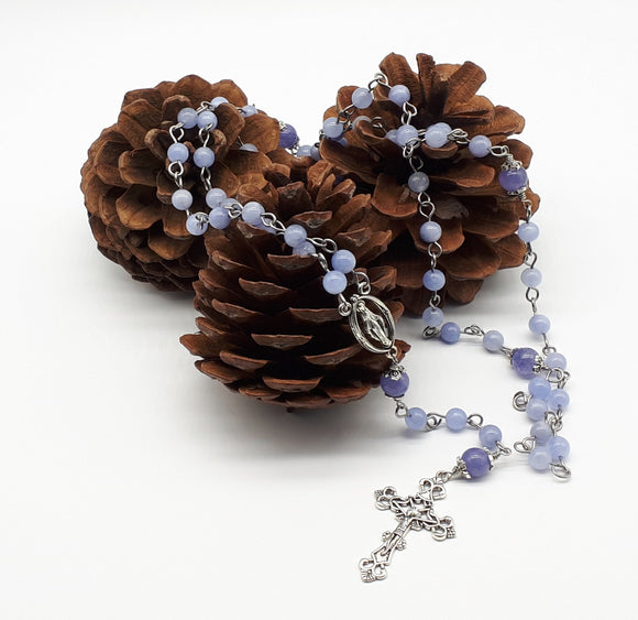 Blue Angelite, Traditional Five Decades Catholic Prayer Rosary