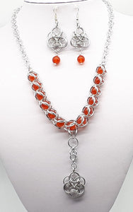 Carnelian captured bead chain mail set