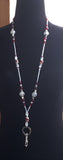 Red glass and crystal beaded lanyard necklace