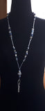 Sodalite and porcelain beads lanyard necklace