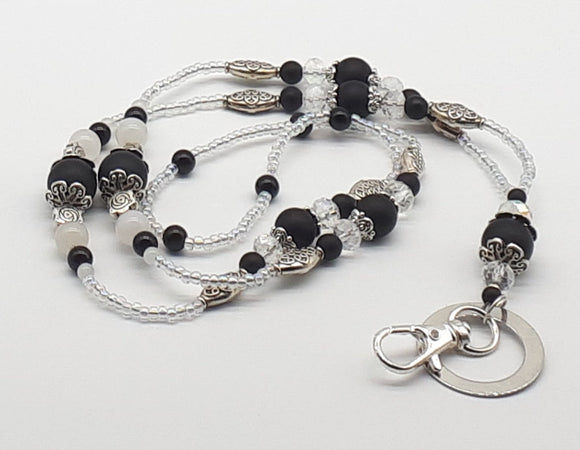 Black and white agate lanyard necklace