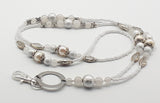 Fresh water pearls and white agates lanyard necklace