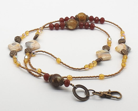 Agate beaded lanyard necklace