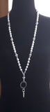 White glass pearls lanyard necklace