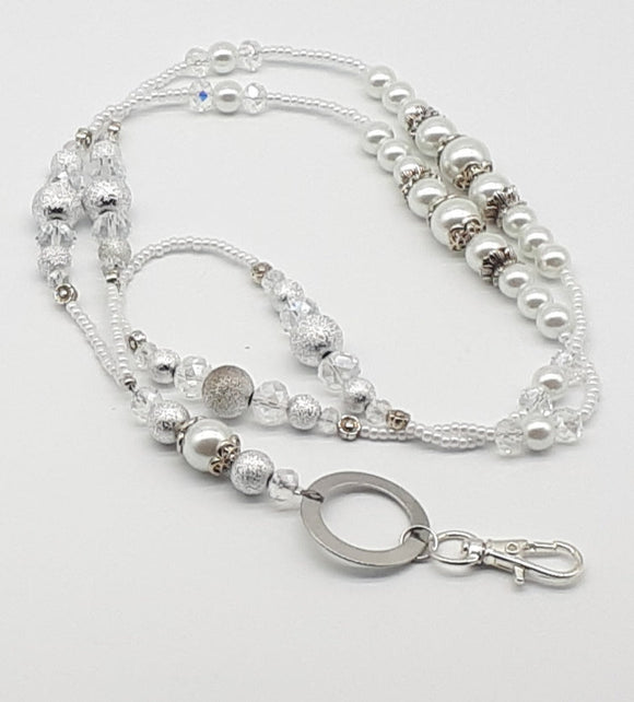 Glass pearl lanyard necklace