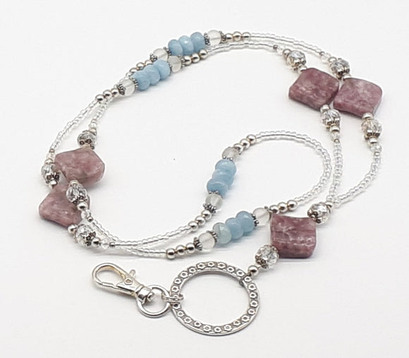 Lepidolite beaded lanyard necklace