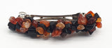 Black obsidian and carnelian gemstone chip hair barrette