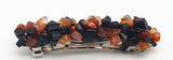 Black obsidian and carnelian gemstone chip hair barrette