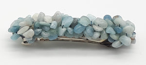 Aquamarine gemstone chip hair barrette