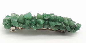 Green aventurine gemstone chip hair barrette