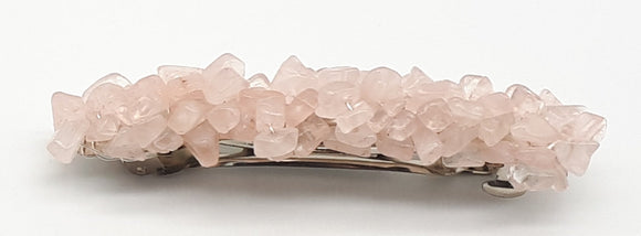 Rose quartz gemstone chip hair barrette