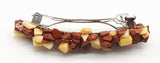 Red jasper and yellow jade gemstone chip hair barrette