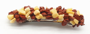 Red jasper and yellow jade gemstone chip hair barrette