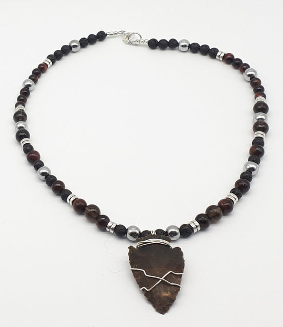 Jasper arrowhead unisex necklace