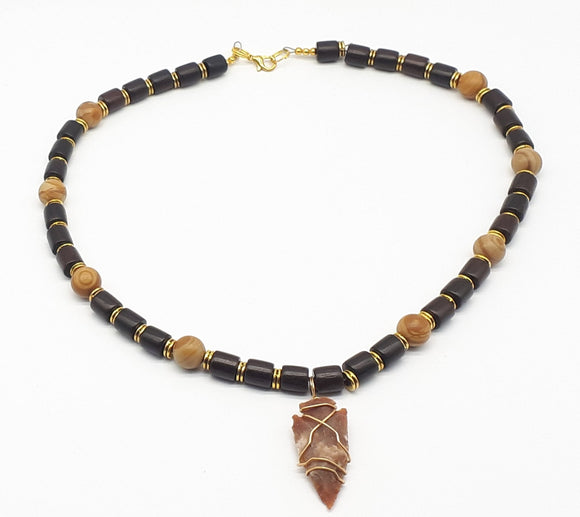 Jasper arrowhead unisex necklace