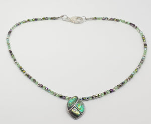 Sparkly abalone shell pendant necklace