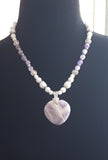 Brazil Zebra Amethyst Heart Pendant necklace