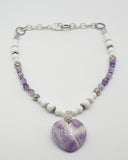 Brazil Zebra Amethyst Heart Pendant necklace