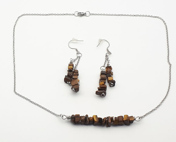 Dainty tiger's eye jewelry set