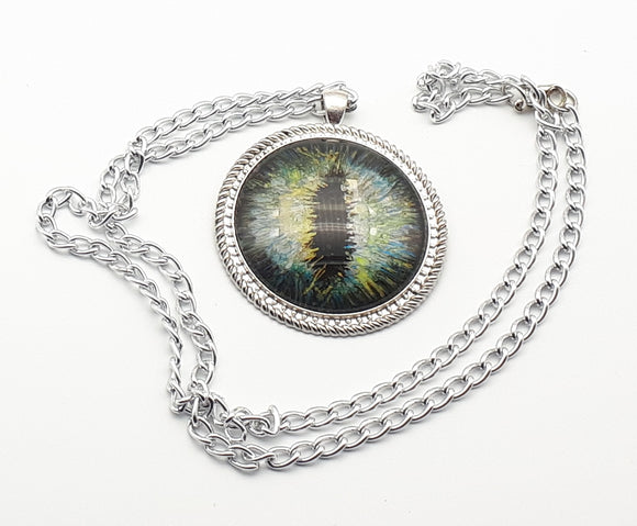 Green Dragon eye pendant necklace.