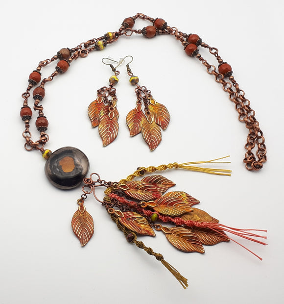 Necklace and earrings fall inspired jewelry set