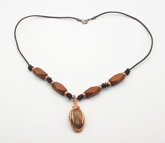 Wire wrapped crazy lace agate necklace