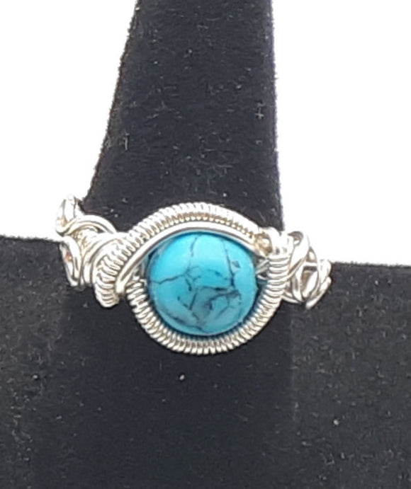 Gemstone wire wrapped ring