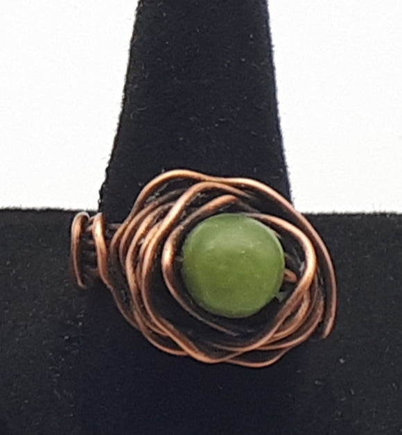 Wire wrapped copper rose ring