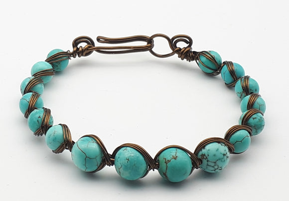 Turquoise Egyptian style wire wrapped bracelet