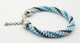 Blue and white Kumihimo beaded bracelet