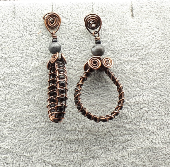 Wire weaved copper earrings