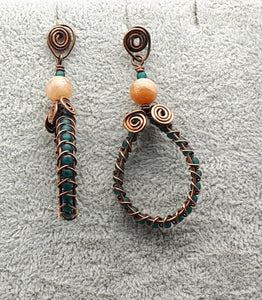 Wire weaved copper earrings