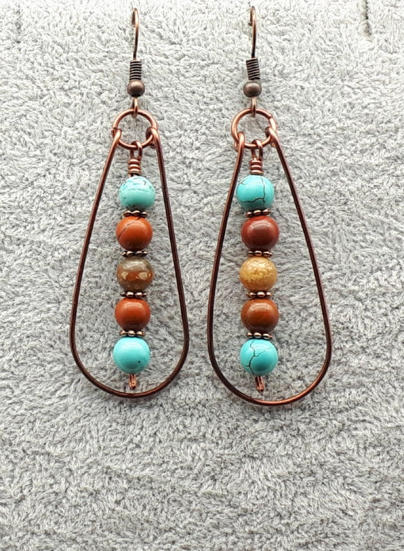 Gemstone copper earrings 