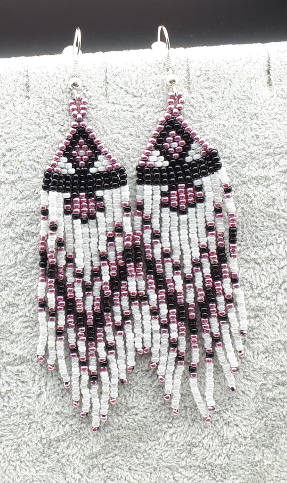 Seed beads fringe earrings