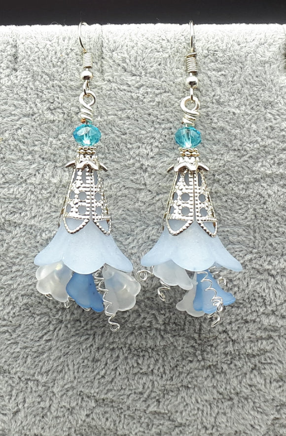 Lucite blue flower earrings