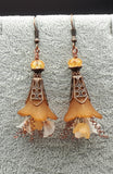 Orange Lucite Flower earrings.