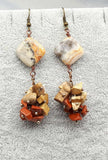 Beautiful diamond shape crazy lace agates with earthy gemstone cluster. Perfect fall earrings and earthy color lover.