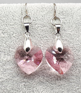 Swarovski pink heart earrings