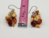 Yellow jade and carnelian gemstone chip earrings