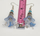 Lucite blue flower earrings