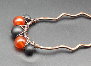 Gemstone copper hair fork