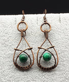 Wire wrapped malachite earrings