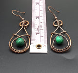 Wire wrapped malachite earrings