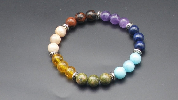 Chakra bracelet on stretchy cord